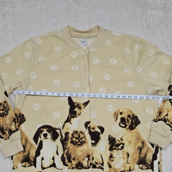 Vintage XL Blair Button Jacket Woman's Fleece Dogs Puppies Full Zip Sweater - Picture 3 of 6